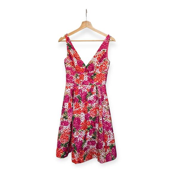 NWT Monique Lhuillier Riona size 2 Floral Embroidered Cocktail Dress Pink Rose - Picture 9 of 10